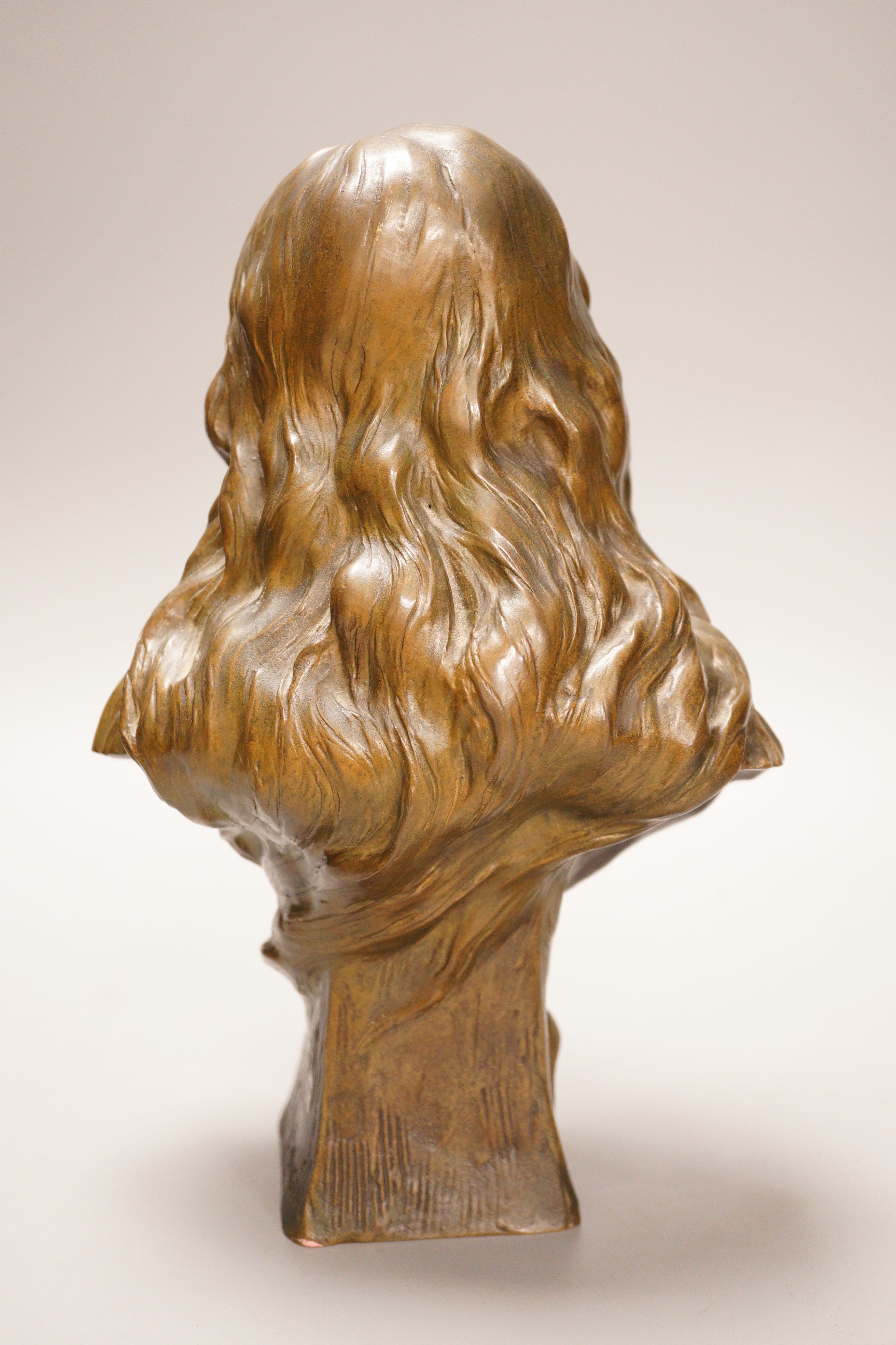 Paul Eugene Mengin (1853-1937), a bronze bust of a lady, “Susse Freres” stamp, 26cm